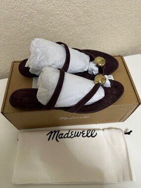 NEW IN BOX Madewell Mila Organic Hardware Thong Slide Sandal espresso bean 8.5